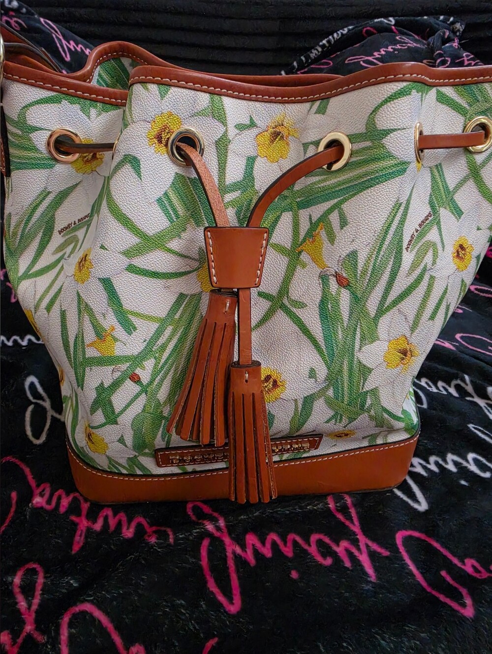 Dooney And Bourke Daffodil Drawstring Bucket Bag